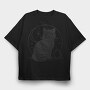 Halloween Mystical Black Cat, Tricou Oversize Barbati (Unisex)