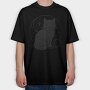 Halloween Mystical Black Cat, Tricou Oversize Barbati (Unisex)