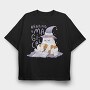 Cat Reading Magical Book, Tricou Oversize Barbati (Unisex)