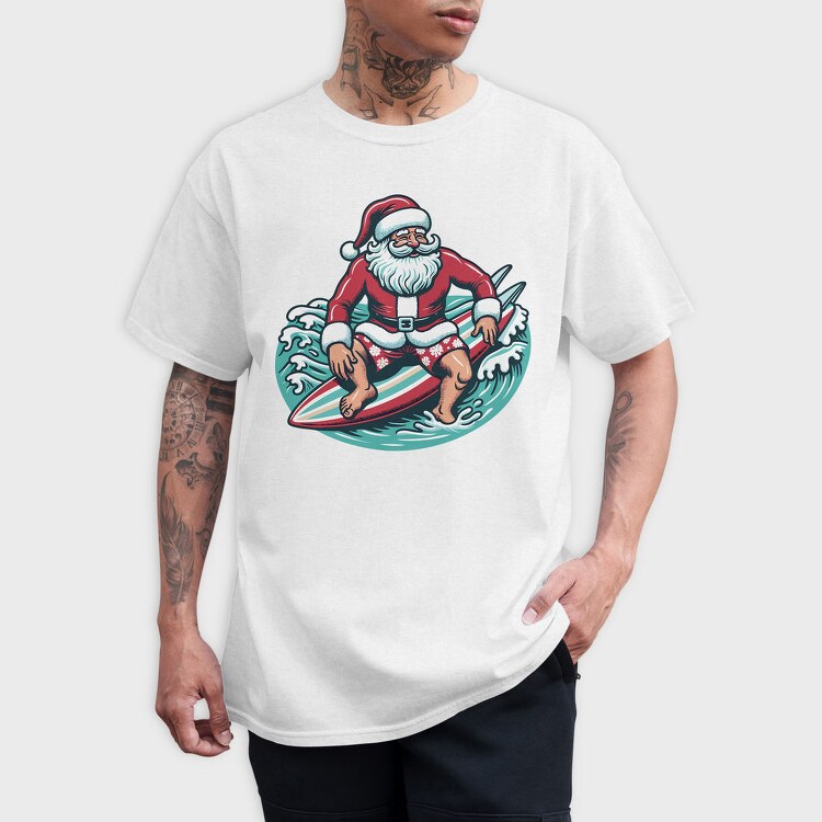 Santa Claus Surfing, Tricou Barbati (Unisex)