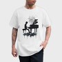 Piano Man Silhouette Grunge, Tricou Barbati (Unisex)