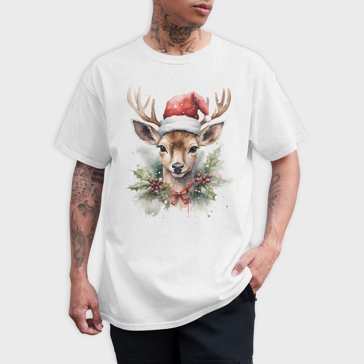 Santa Deer Christmas Tote, Tricou Barbati (Unisex)