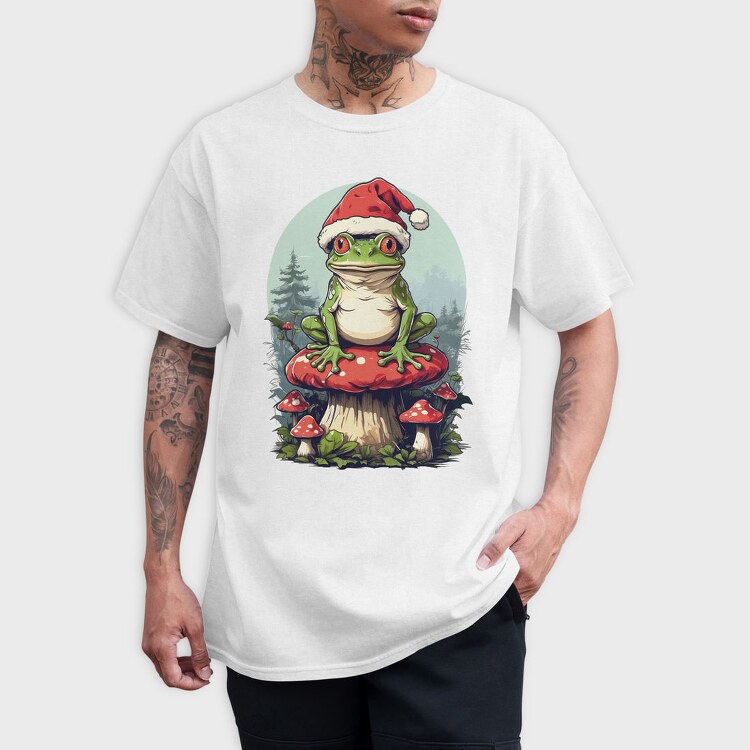 Santa Hat Frog Holiday Christmas Cottagecore, Tricou Barbati (Unisex)