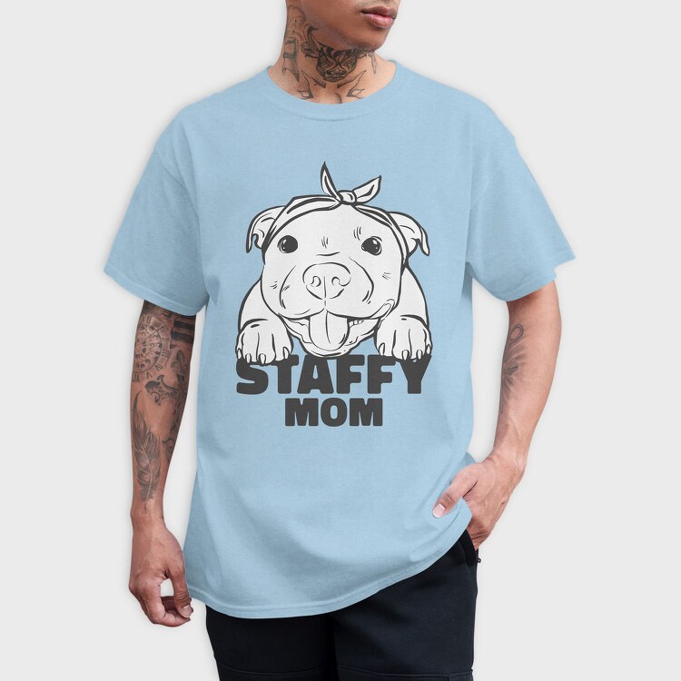 Staffordshire Bull Terrier Cute Staffy Mom, Tricou Barbati (Unisex)