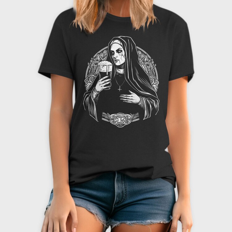 Dark Nun With Beer Evil, Tricou Barbati (Unisex)