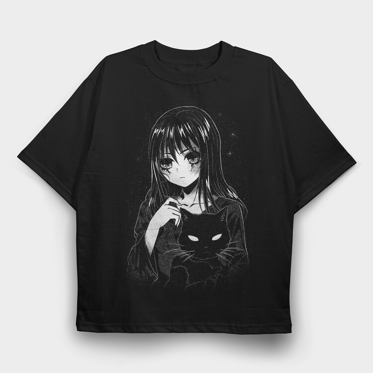 Scary Anime Girl, Tricou Oversize Barbati (Unisex)