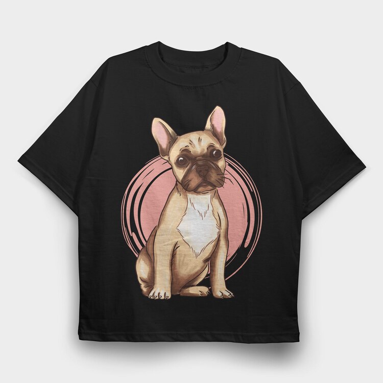 French Bulldog (2), Tricou Oversize Barbati (Unisex)