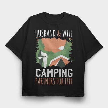 Couple Camping, Tricou Oversize Barbati (Unisex)