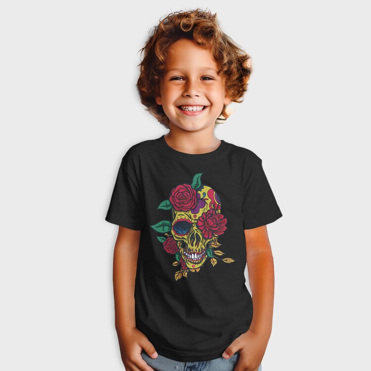 Day Of The Dead Skull With Roses, Tricou Copii