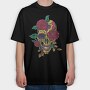 Day Of The Dead Skull With Roses, Tricou Oversize Barbati (Unisex)