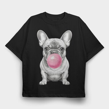 French Bulldog Bubblegum, Tricou Oversize Barbati (Unisex)