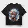 Santa Through The Sky Steampunk Globe, Tricou Oversize Barbati (Unisex)