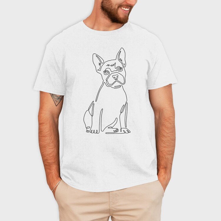 French Bulldog Continuous Line, Tricou Barbati (Unisex)