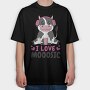 Cow With Headphones I Love Moosic, Tricou Oversize Barbati (Unisex)