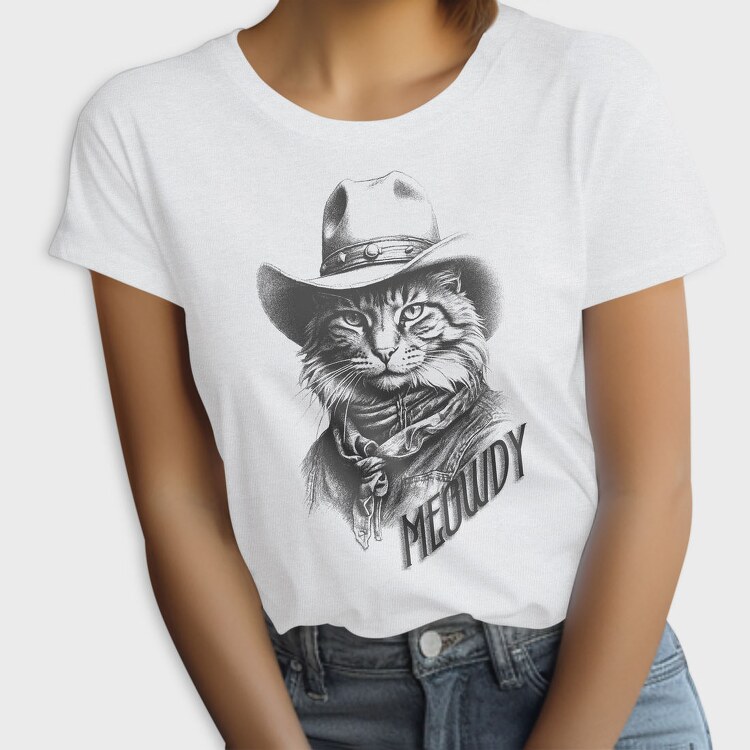 Cowboy Cat In Hat, Tricou Femei