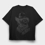 Cowboy Cat In Hat, Tricou Oversize Barbati (Unisex)