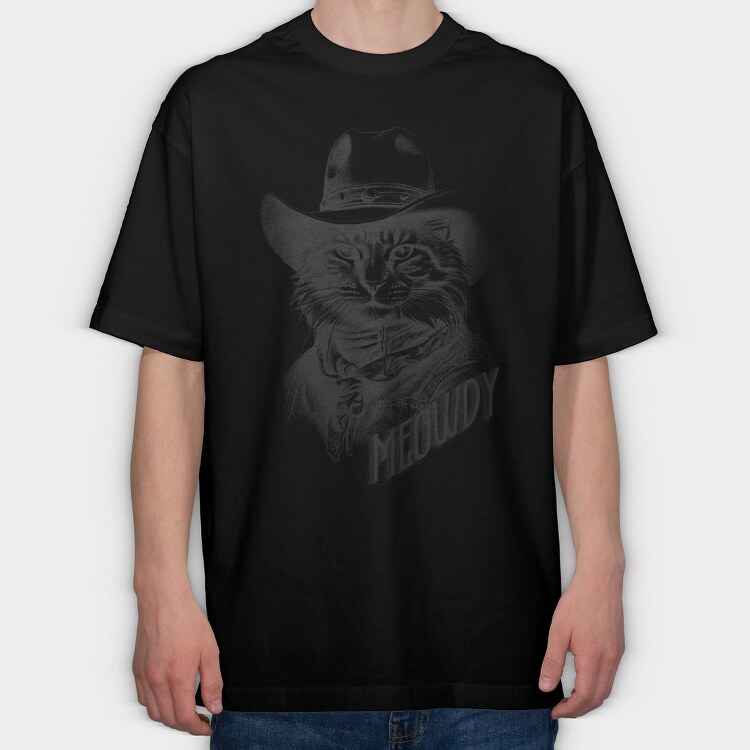 Cowboy Cat In Hat, Tricou Oversize Barbati (Unisex)