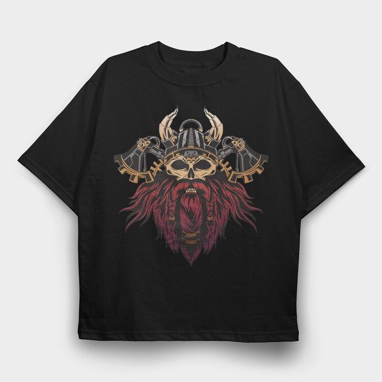 Steampunk Viking Skull, Tricou Oversize Barbati (Unisex)