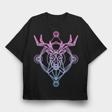 Neon Deer, Tricou Oversize Barbati (Unisex)