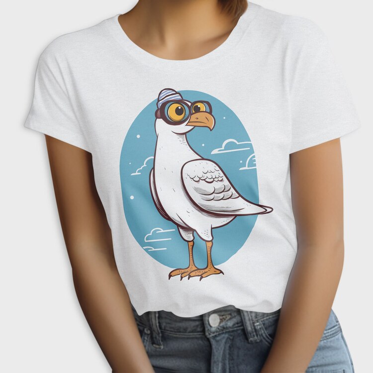 Seagull With Eyeglasses Character, Tricou Femei