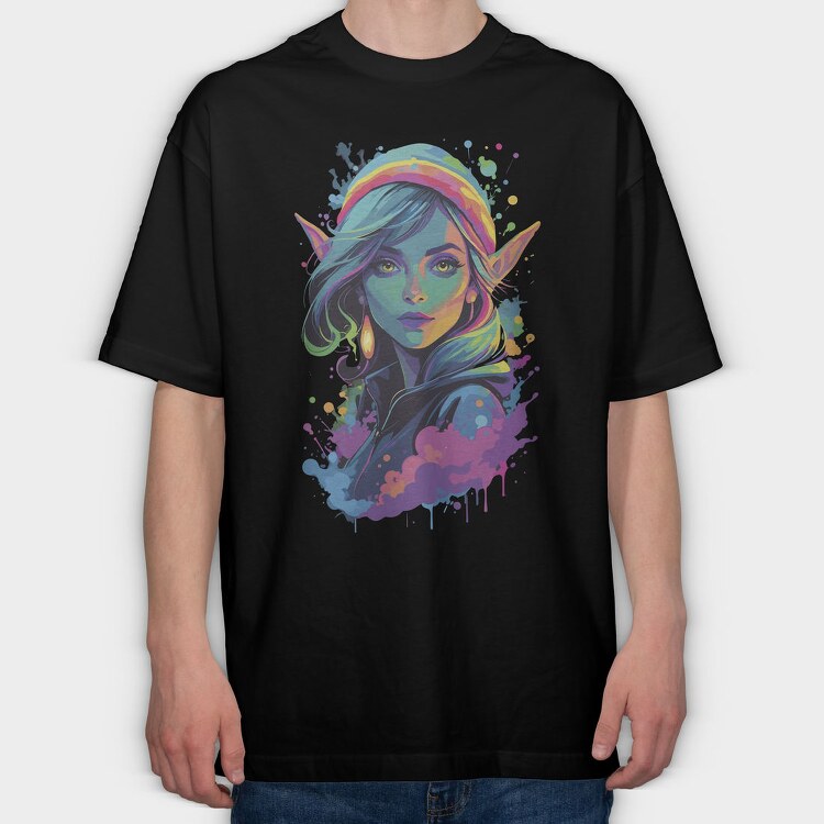 Neon Elf Woman, Tricou Oversize Barbati (Unisex)