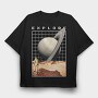 Saturn Planet Vaporwave Explore, Tricou Oversize Barbati (Unisex)