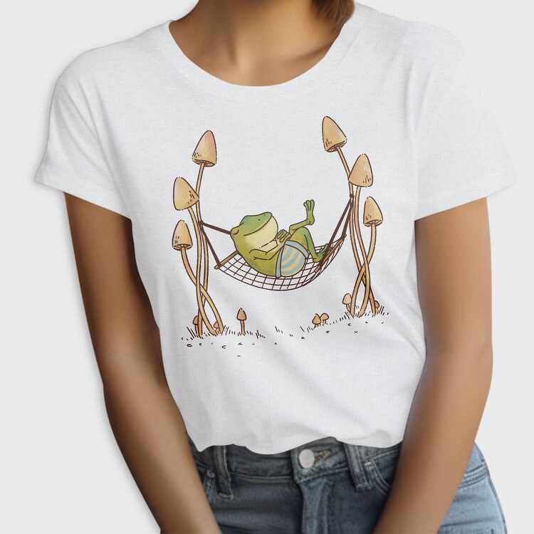 Frog Animal Chilling In Hammock Cottagecore, Tricou Femei