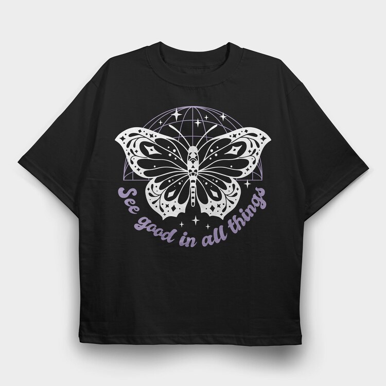 See Good Butterfly Tote, Tricou Oversize Barbati (Unisex)