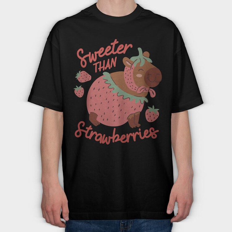 Strawberry Sweet Capybara 03, Tricou Oversize Barbati (Unisex)