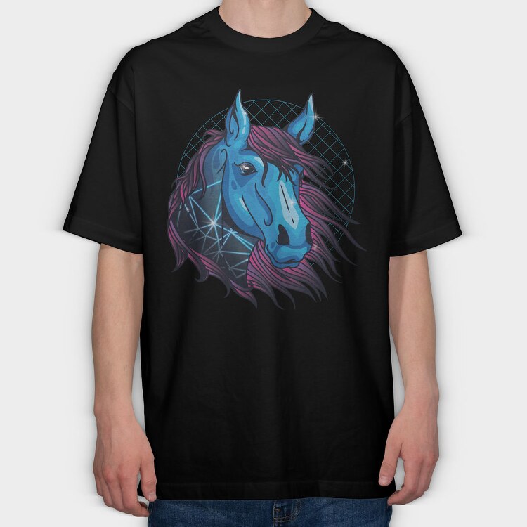 Neon Horse, Tricou Oversize Barbati (Unisex)