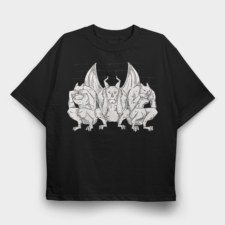 See No Evil Gargoyles, Tricou Oversize Barbati (Unisex)