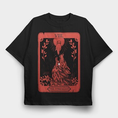 Strength Tarot Wolf Card Muakata, Tricou Oversize Barbati (Unisex)