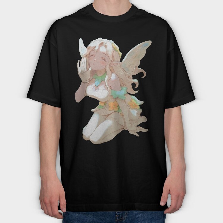 Fairy Fantasy Anime Blowing Kiss, Tricou Oversize Barbati (Unisex)