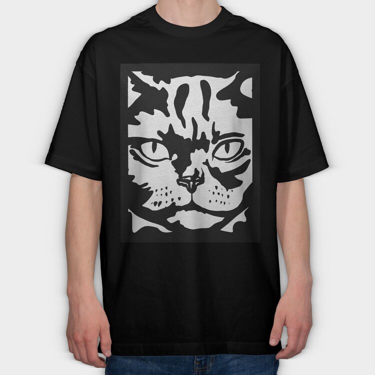 Serious Cat Cat Obey, Tricou Oversize Barbati (Unisex)