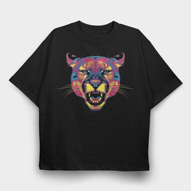 Neon Wild Feline Roar Angry Pumpa, Tricou Oversize Barbati (Unisex)