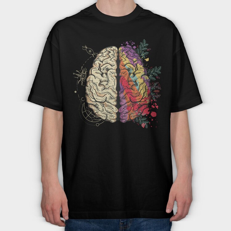 Creative And Logical Human Brain Half, Tricou Oversize Barbati (Unisex)