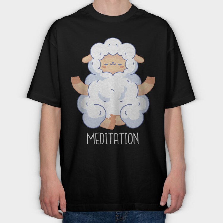 Sheep Animal Mahditation Meditation, Tricou Oversize Barbati (Unisex)