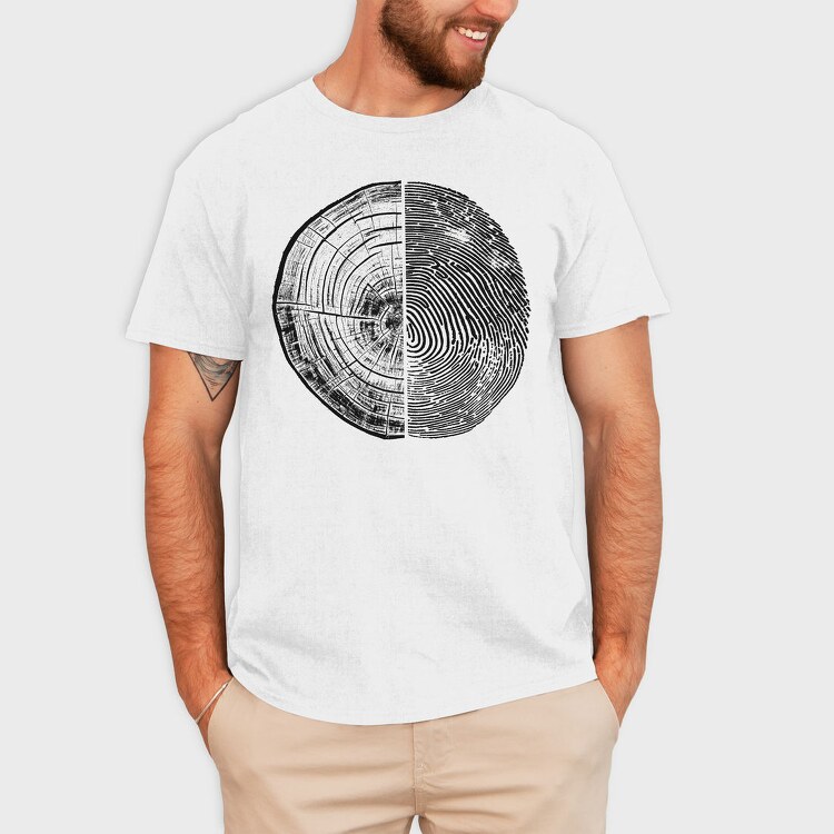 Tree Rings And Finger Print Digital, Tricou Barbati (Unisex)