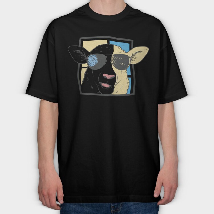 Sheep With Sunglasses, Tricou Oversize Barbati (Unisex)
