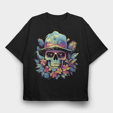 Summer Skull Halloween, Tricou Oversize Barbati (Unisex)