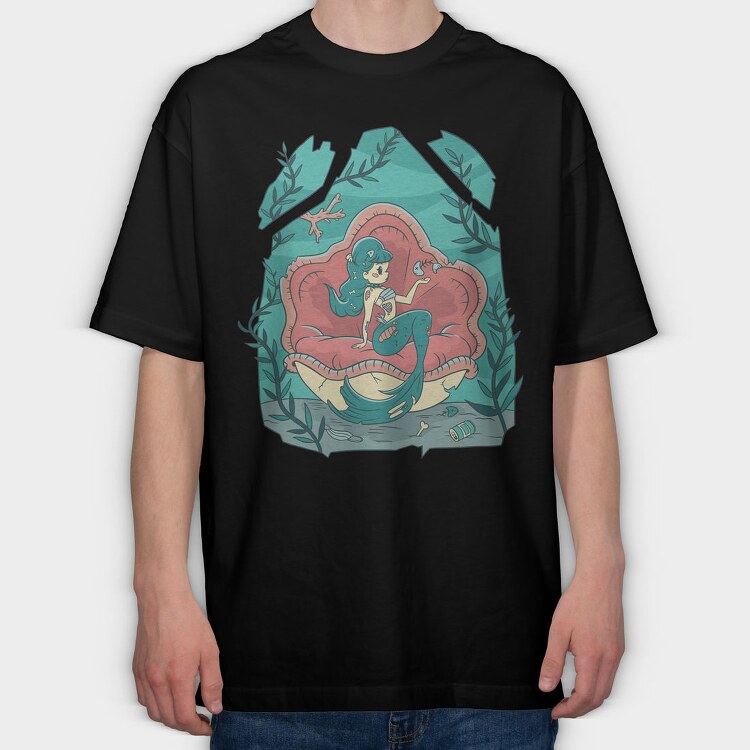 Creepy Halloween Mermaid Cute, Tricou Oversize Barbati (Unisex)