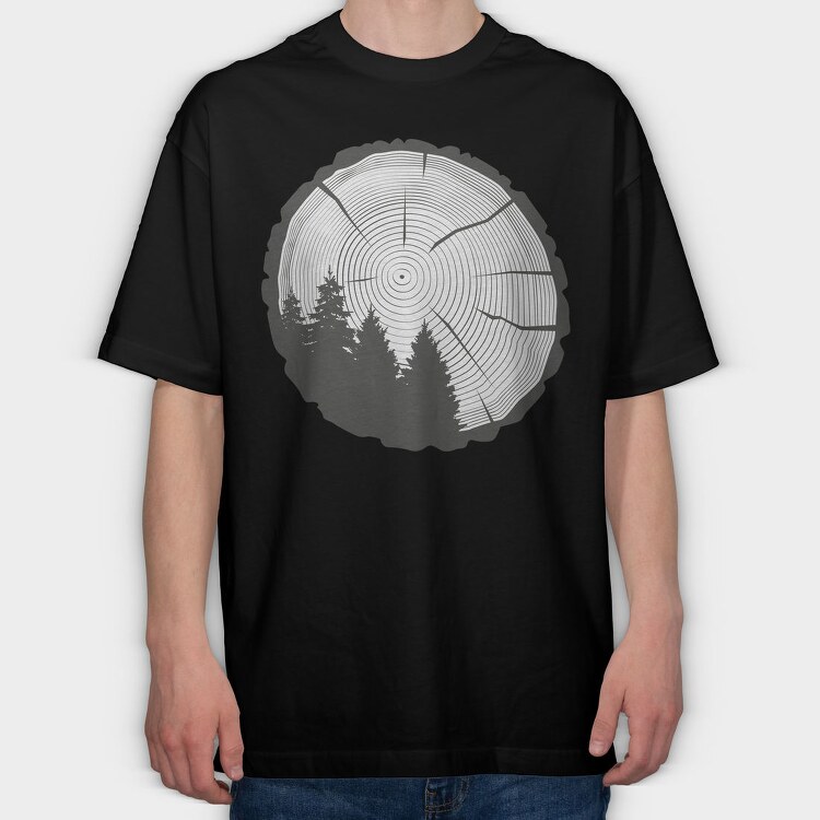 Tree Trunk Nature Rings, Tricou Oversize Barbati (Unisex)