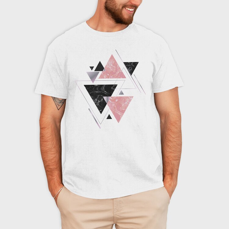 Triangles Geometric Throw Pillow Abstract 01, Tricou Barbati (Unisex)