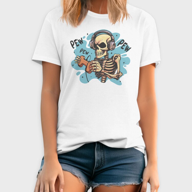 Creepy Skeleton Playing Videogames, Tricou Barbati (Unisex)