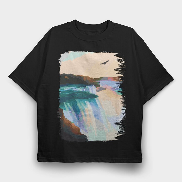 Niagara Falls Painting, Tricou Oversize Barbati (Unisex)