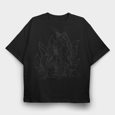 Tribal Kitsune Fox, Tricou Oversize Barbati (Unisex)