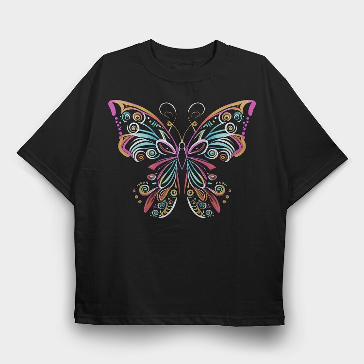 Bright Colored Butterfly Colorful, Tricou Oversize Barbati (Unisex)