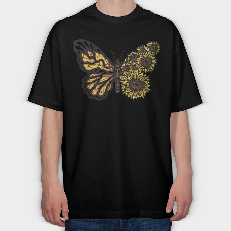 Sunflower Butterfly, Tricou Oversize Barbati (Unisex)