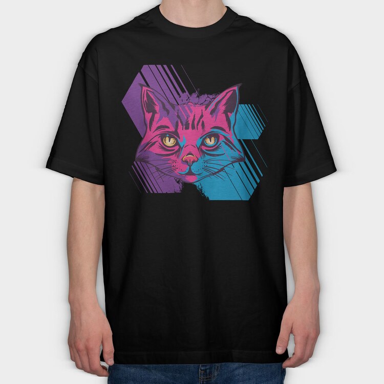 Trippy Cat, Tricou Oversize Barbati (Unisex)