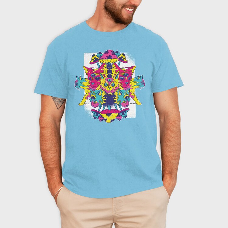 Trippy Cats Psychedelic 01 (2), Tricou Barbati (Unisex)